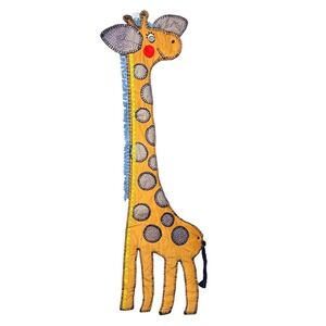 Handmade Giraffe Corduroy Height Measuring Wall Hanging Large Yellow Folk Art